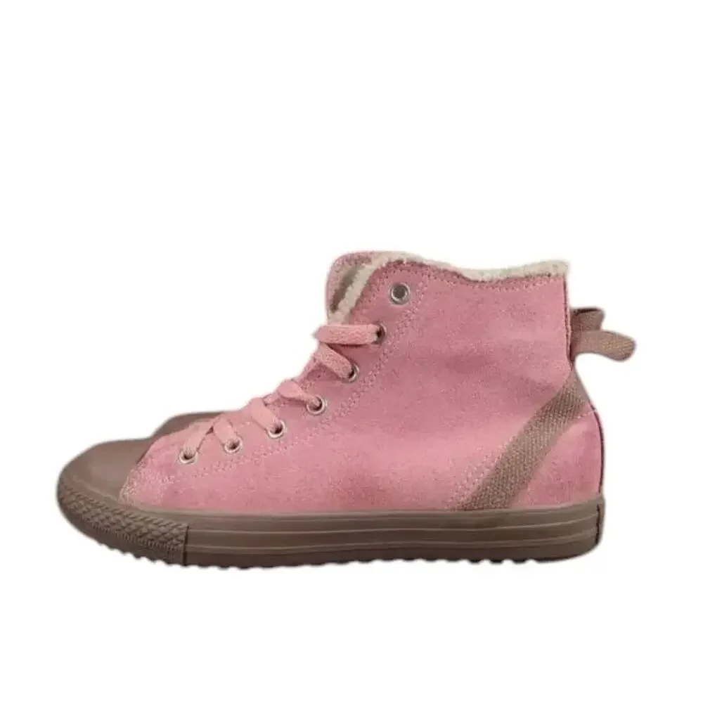 Converse Shoes Kids 6 Sneakers Chuck Taylor All Star Leather Faux Fur Pink Brown